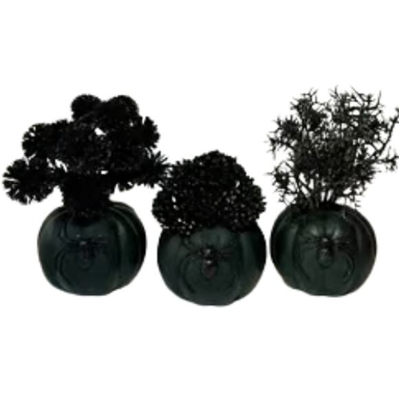 Martha Stewart Ceramic Pumpkins – Set of 3 Black Glitter – New in Box - Picture 3 of 4